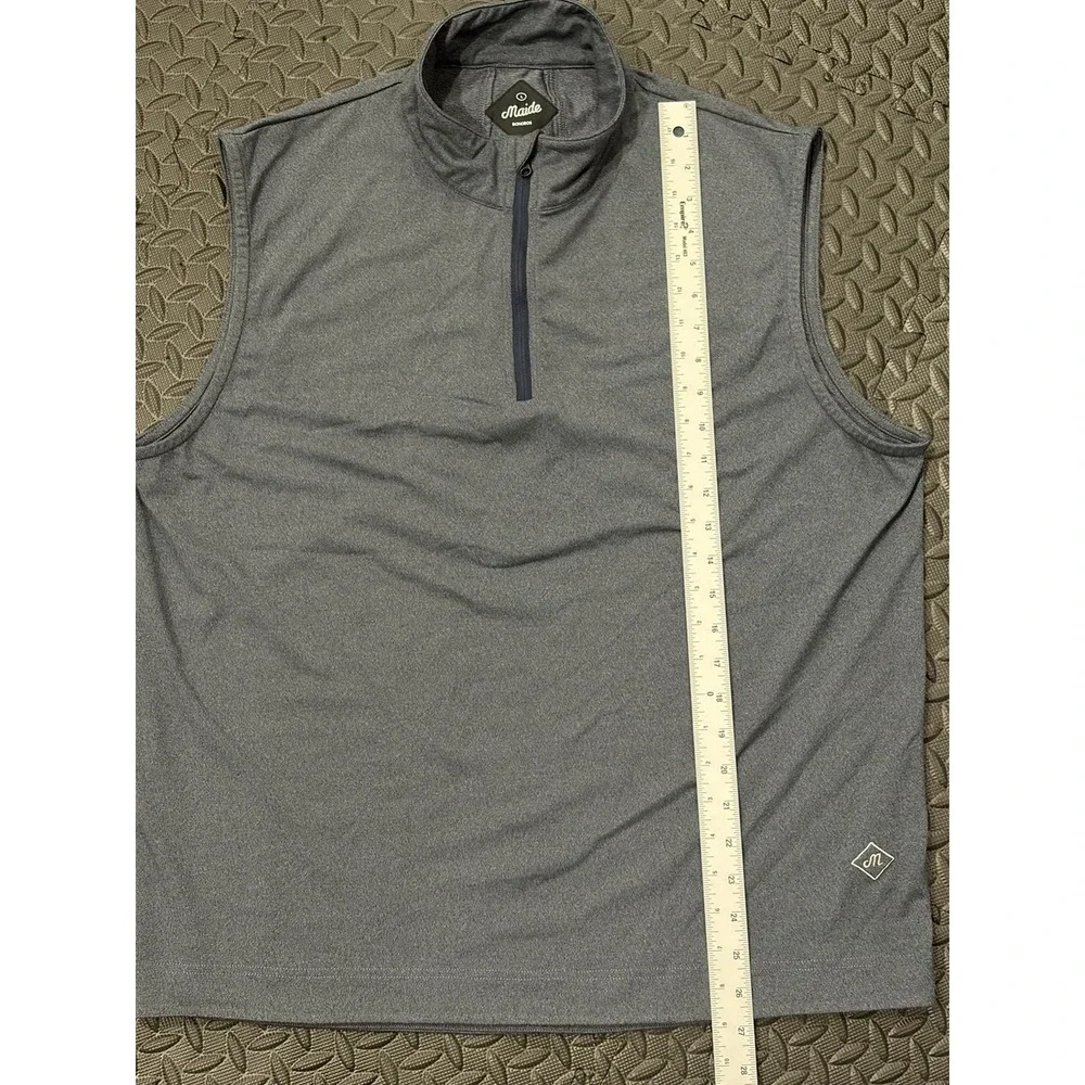 Maide by Bonobos Quarter 1/4 Zip Golf Vest Large Gray Pull Over Outdoor Soft EUC